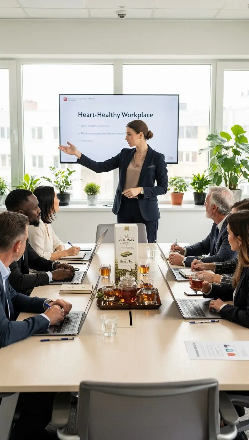 Pakuotė su Villafranca širdies arbata, dekoruota itališkais simboliais.